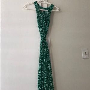 Green and white banana republic tie dress XS